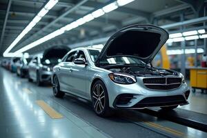 car manufacturing line production in factory photo