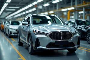 car manufacturing line production in factory photo