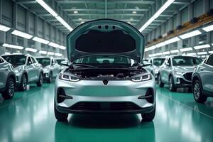 car manufacturing line production in factory photo