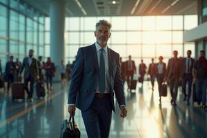 person traveler standing at the airport terminal photo
