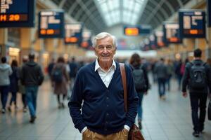 person traveler standing at the train terminal photo