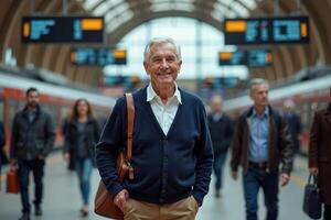 person traveler standing at the train terminal photo