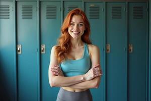 person in sport style outfit standing at gym, photo