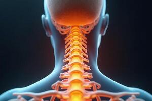 glowing x-ray back spine and neck bones, photo