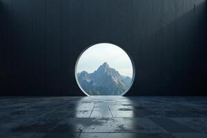 small peek view through door with epic nature view, photo