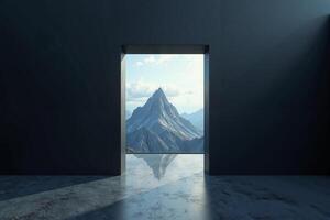 small peek view through door with epic nature view, photo