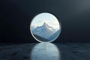 small peek view through door with epic nature view, photo