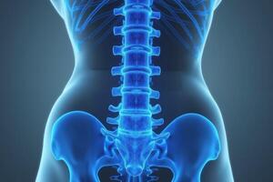 glowing x-ray back spine and neck bones, photo