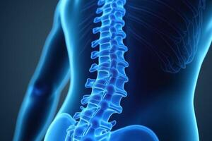 glowing x-ray back spine and neck bones, photo