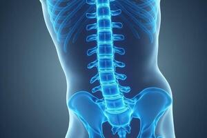 glowing x-ray back spine and neck bones, photo