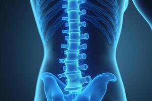 glowing x-ray back spine and neck bones, photo