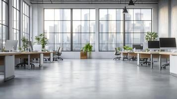 Corner of modern Industrial style open space office photo