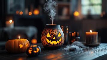 A scented oil diffuser with spooky designs photo