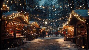 charming Christmas market. Created with technology photo