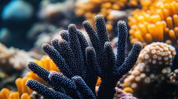 A close up of a bunch of black coral photo