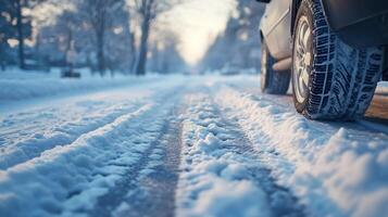Leaving tread marks in winter conditions photo
