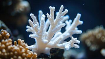 A close up of a bunch of white and black coral photo
