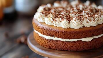 Pumpkin spice cake with cream cheese frosting photo