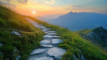 Winding Path to Mountainous Success A Metaphorical Journey photo