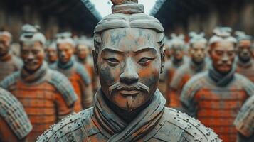 Surreal composition of the Terracotta Army coming to life photo