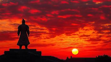 Sunrise over the Mausoleum of Emperor Qin terracotta army photo