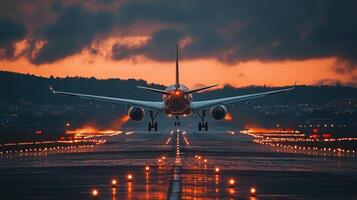 A plane taking off from an airport photo