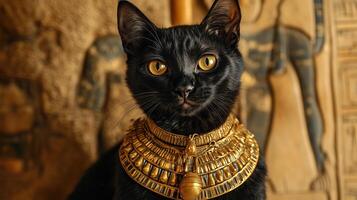 Bastet, the ancient Egyptian goddess, is symbolized by a black cat photo