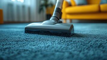 professional carpet cleaning. cleaner with a vacuum cleaner photo