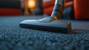professional carpet cleaning. cleaner with a vacuum cleaner photo