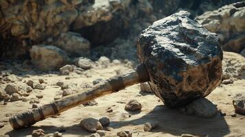 A mace with a head made of enchanted rock photo