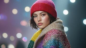 model full body in missoni pattern, winter collection photo