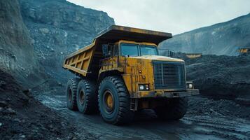 Mining truck in a coal mine photo