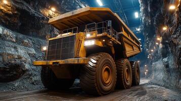 Mining truck in a coal mine photo