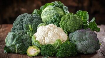 Cruciferous Vegetables Broccoli, cauliflower, Brussels sprouts photo