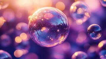 A mesmerizing display of iridescent bubbles photo