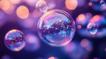 A mesmerizing display of iridescent bubbles photo