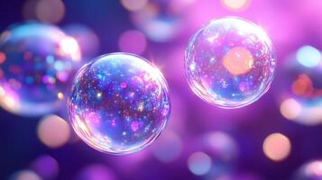 A mesmerizing display of iridescent bubbles photo
