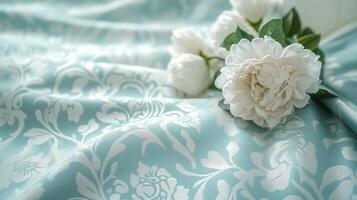 Bridgerton Damask Wallpaper in Soft Mint photo