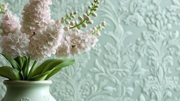 Bridgerton Damask Wallpaper in Soft Mint photo