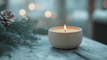 Chrsitmas Candle Wooden Decoration Table Rustic photo
