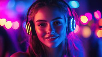Silent Disco Party with Neon Lights photo