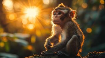 Surreal Sunrise Colors in Fantasy Monkey Forest photo