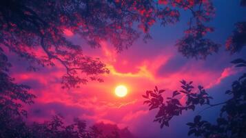 Surreal Sunrise Colors in Fantasy Monkey Forest photo