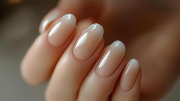 A woman's hand with a manicured nail photo