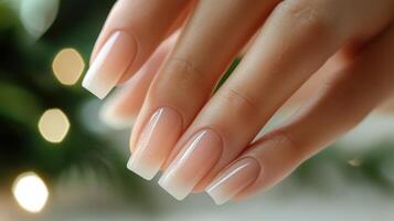 A woman's hand with a manicured nail photo