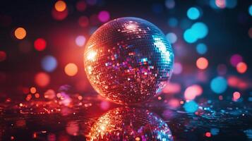 disco ball with colorful lights photo