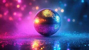 disco ball with colorful lights photo