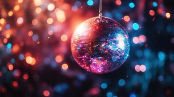 disco ball with colorful lights photo