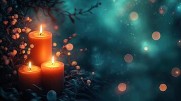 Background with lit candles. All saints day idea photo