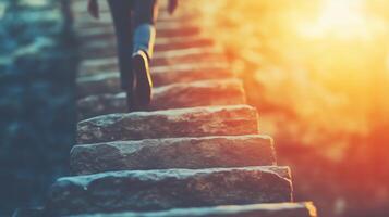 Business Step. Success Progress in Growth Forecast with Leadership photo